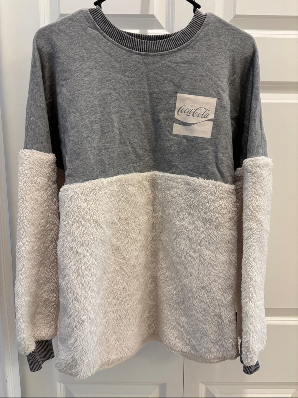 Coca-Cola Gray & Cream Sherpa Pullover Sweatshirt